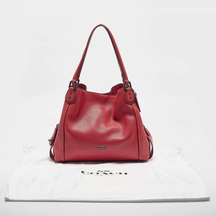 Pre Owned Coach Red Leather Edie 31 Shoulder Bag