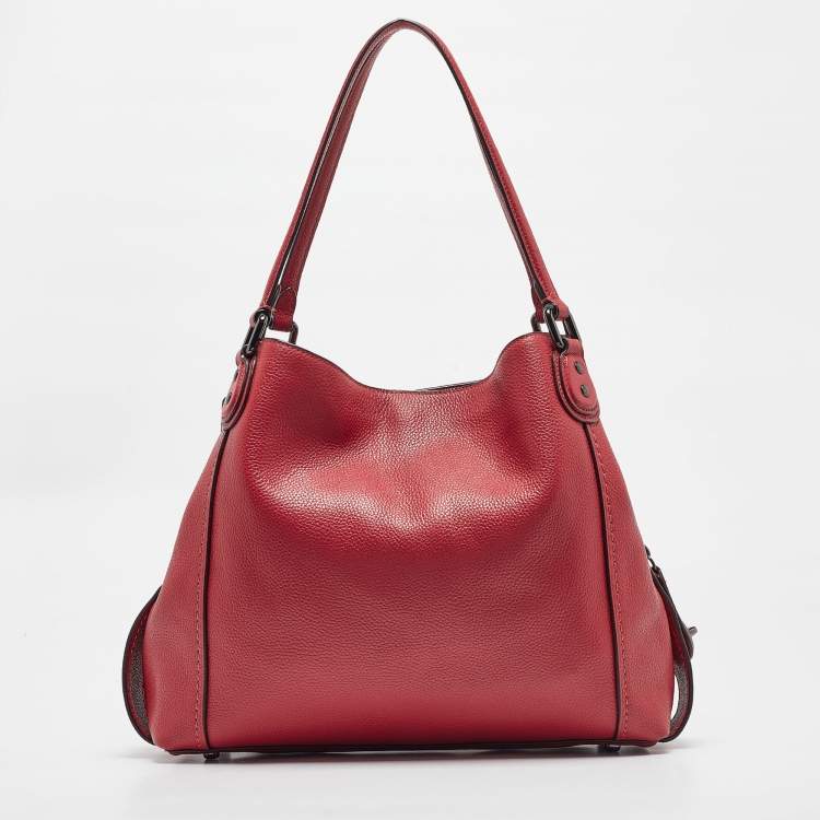 Pre Owned Coach Red Leather Edie 31 Shoulder Bag