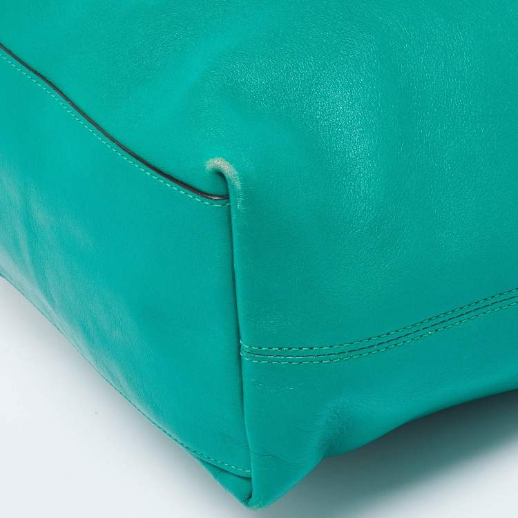 Pre Owned Coach Green Leather Legacy Tassel Bucket Bag
