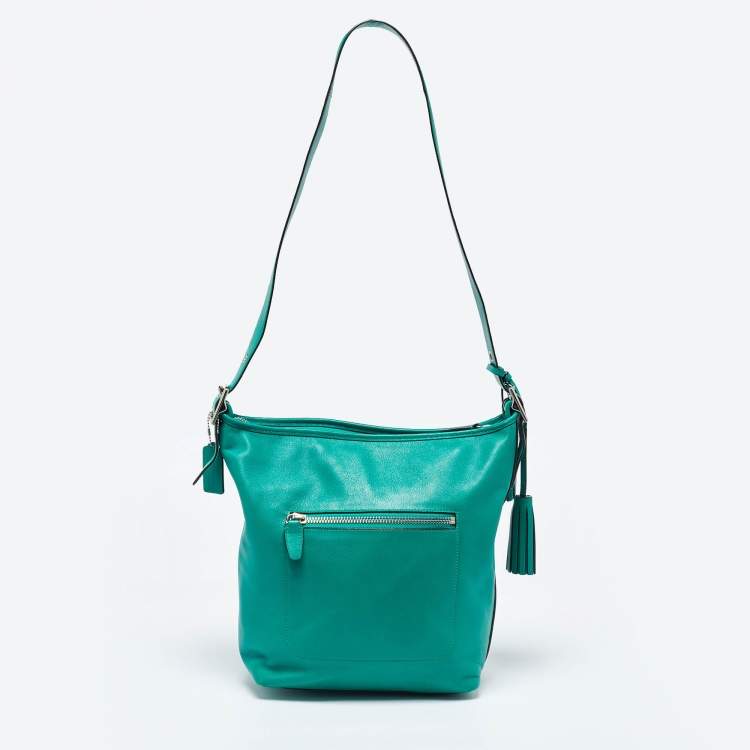 Pre Owned Coach Green Leather Legacy Tassel Bucket Bag