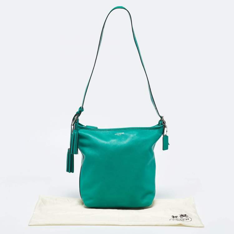 Pre Owned Coach Green Leather Legacy Tassel Bucket Bag