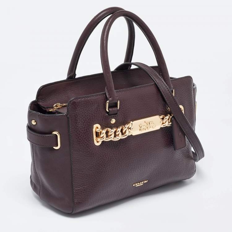 Pre Owned Coach Burgundy Leather Swagger Blake Carryall 25 Tote