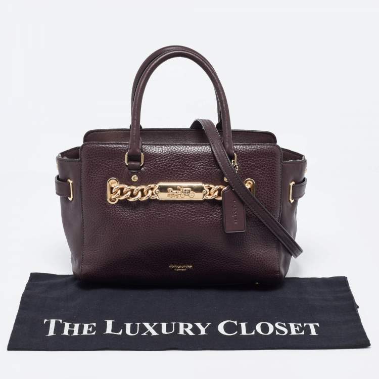 Pre Owned Coach Burgundy Leather Swagger Blake Carryall 25 Tote