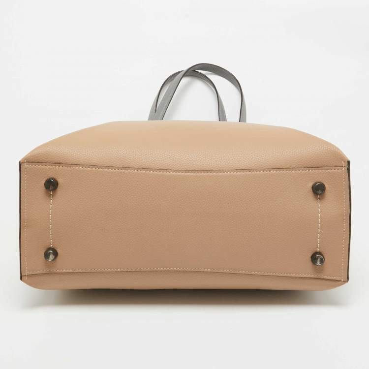 Pre Owned Coach Beige/Grey Leather Willow Tote