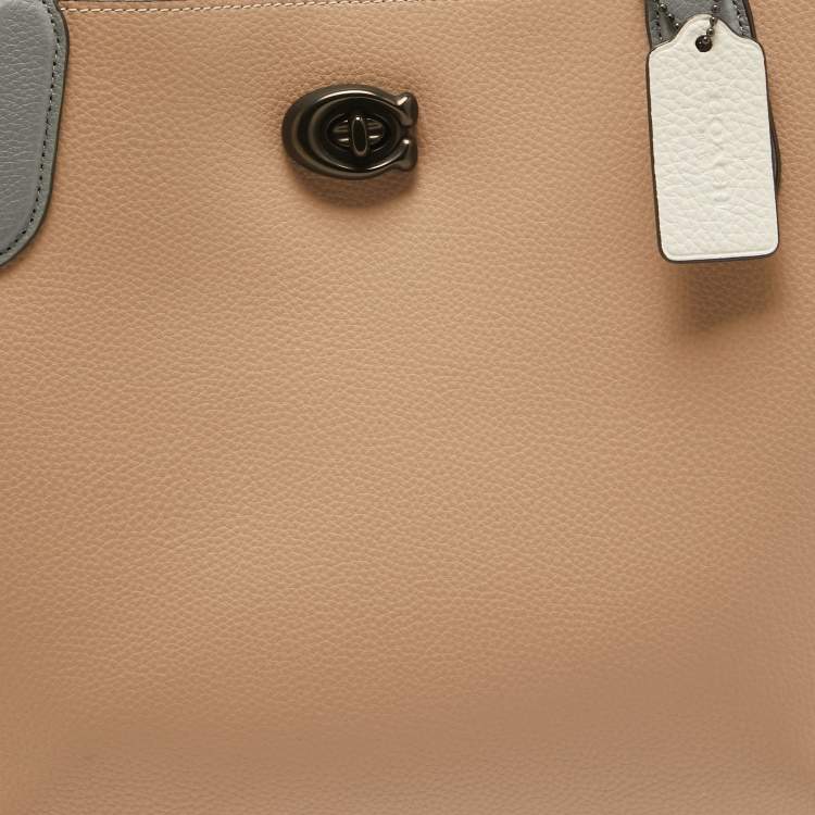 Pre Owned Coach Beige/Grey Leather Willow Tote