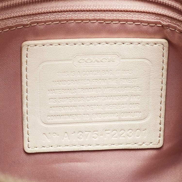 Pre Owned Coach Beige Signature Fabric Kristine Hobo