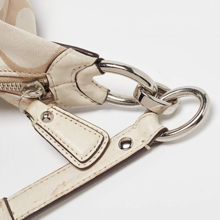 Pre Owned Coach Beige Signature Fabric Kristine Hobo