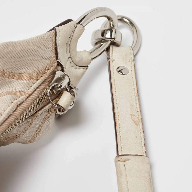 Pre Owned Coach Beige Signature Fabric Kristine Hobo