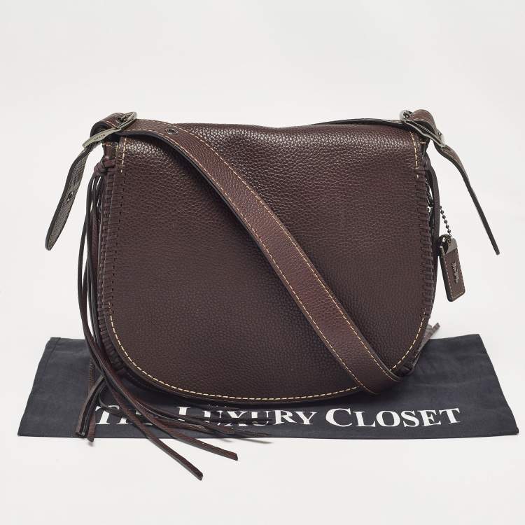 Pre Owned Coach Dark Brown Leather Whiplash Saddle Bag