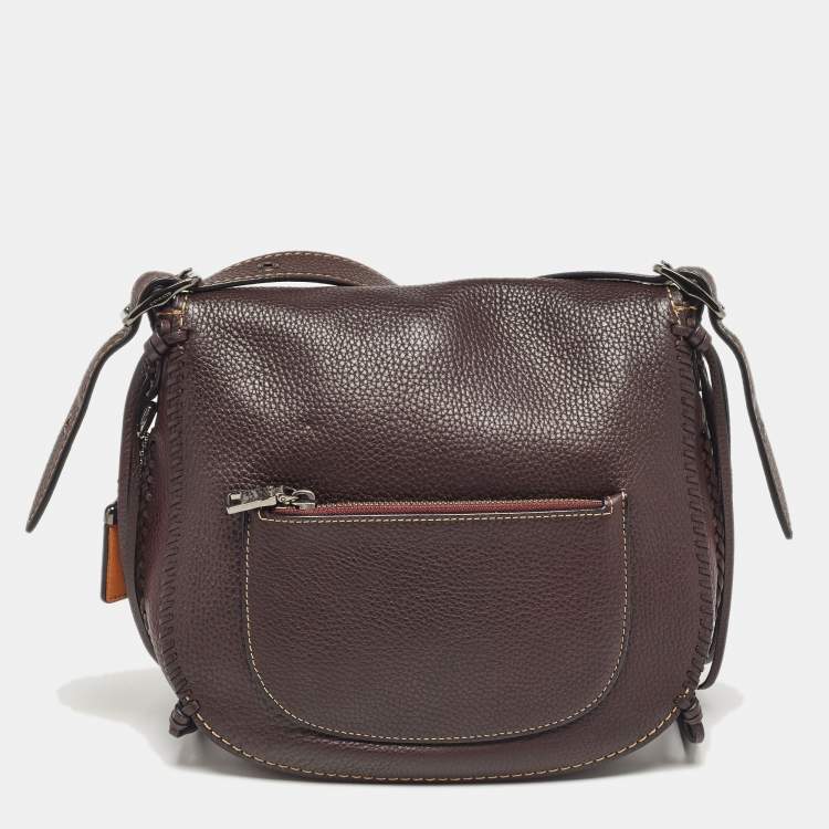 Pre Owned Coach Dark Brown Leather Whiplash Saddle Bag