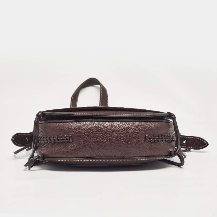 Pre Owned Coach Dark Brown Leather Whiplash Saddle Bag