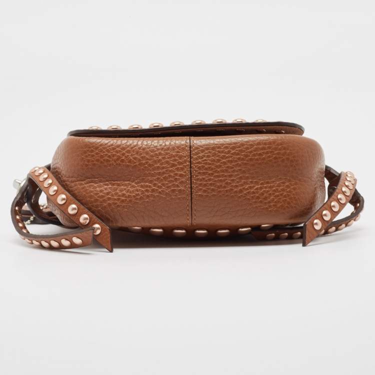 Pre Owned Coach Brown Leather Rivets Dakotah Crossbody Bag