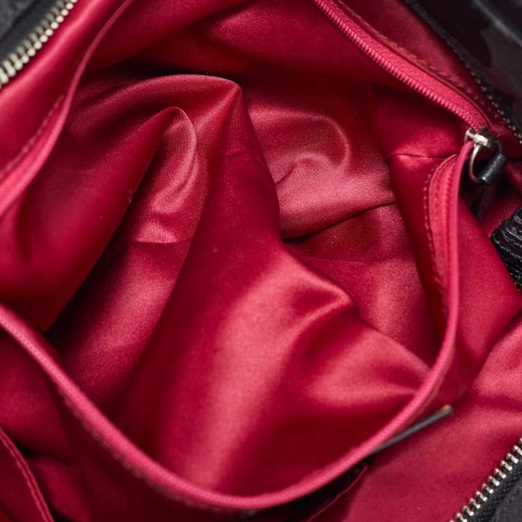 Pre Owned Coach Black Signature Canvas and Lizard Embossed Leather Mia Tote
