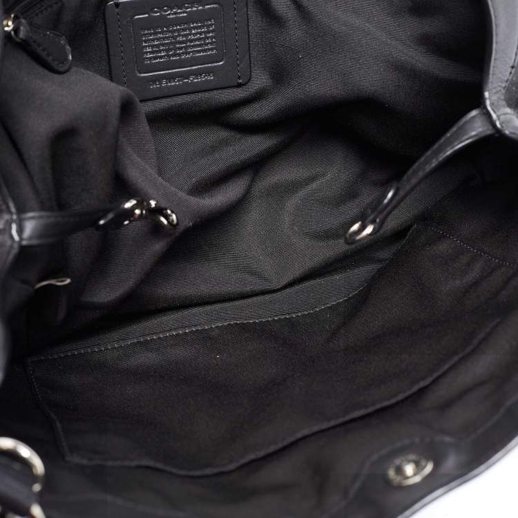 Pre Owned Coach Black Signature Canvas and Leather Lexy Bag