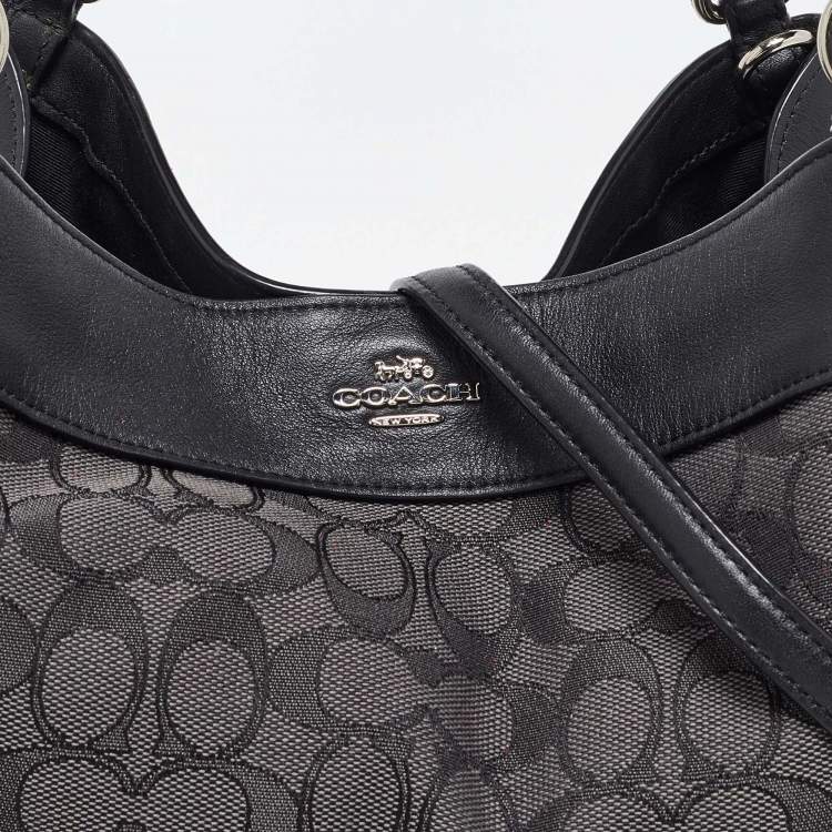 Pre Owned Coach Black Signature Canvas and Leather Lexy Bag