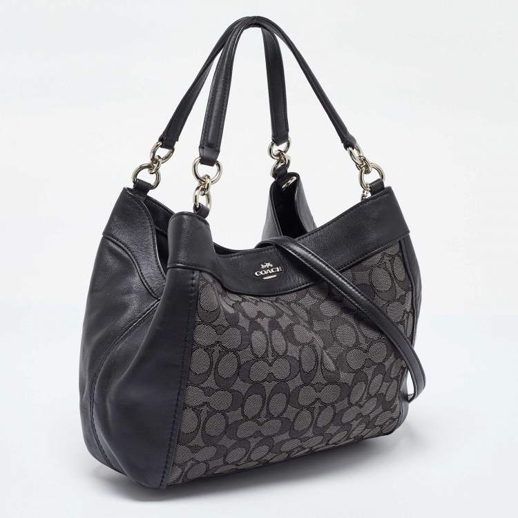 Pre Owned Coach Black Signature Canvas and Leather Lexy Bag