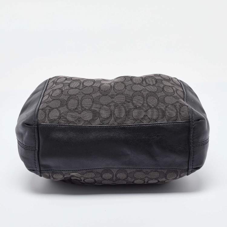 Pre Owned Coach Black Signature Canvas and Leather Lexy Bag