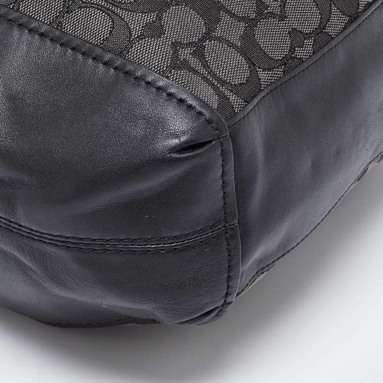 Pre Owned Coach Black Signature Canvas and Leather Lexy Bag
