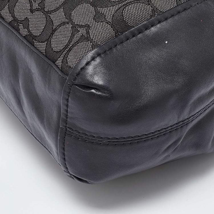 Pre Owned Coach Black Signature Canvas and Leather Lexy Bag