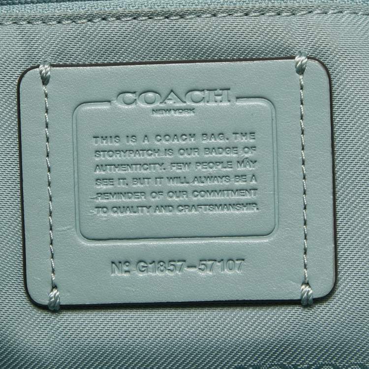 مملوكة مسبقًا Coach Light Blue Leather Turnlock Chain Tote
