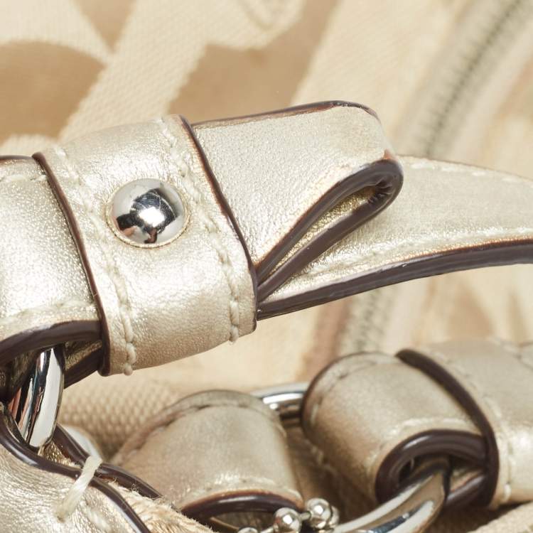Pre Owned Coach Beige Signature Canvas Shoulder Bag