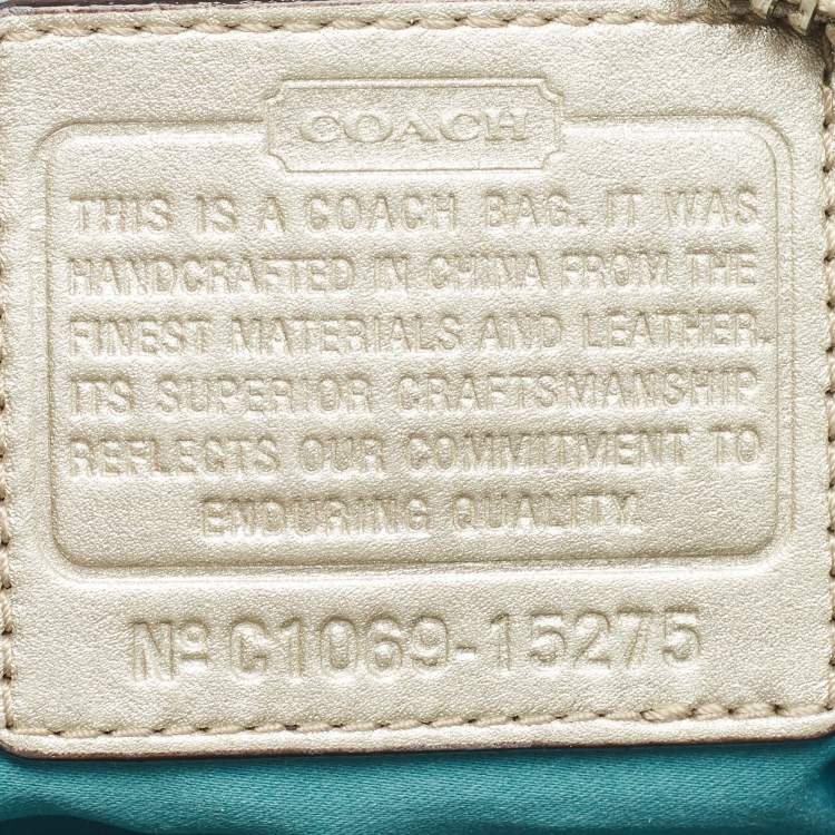 Pre Owned Coach Beige Signature Canvas Shoulder Bag