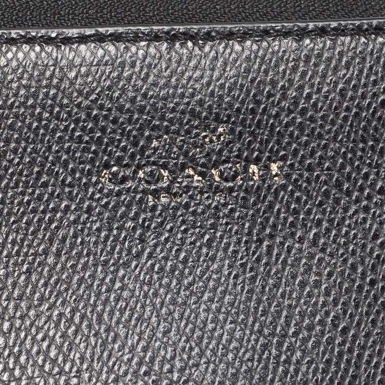 Pre Owned Coach Black Leather Double Zip Around Wallet