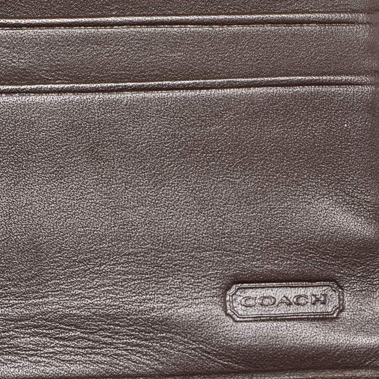 Pre Owned Coach Beige/Brown Signature Canvas and Leather Continental Wallet