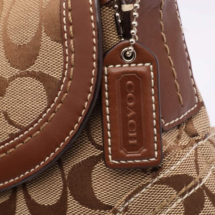 Pre Owned Coach Beige/Brown Signature Canvas Soho Vintage Flap Shoulder Bag