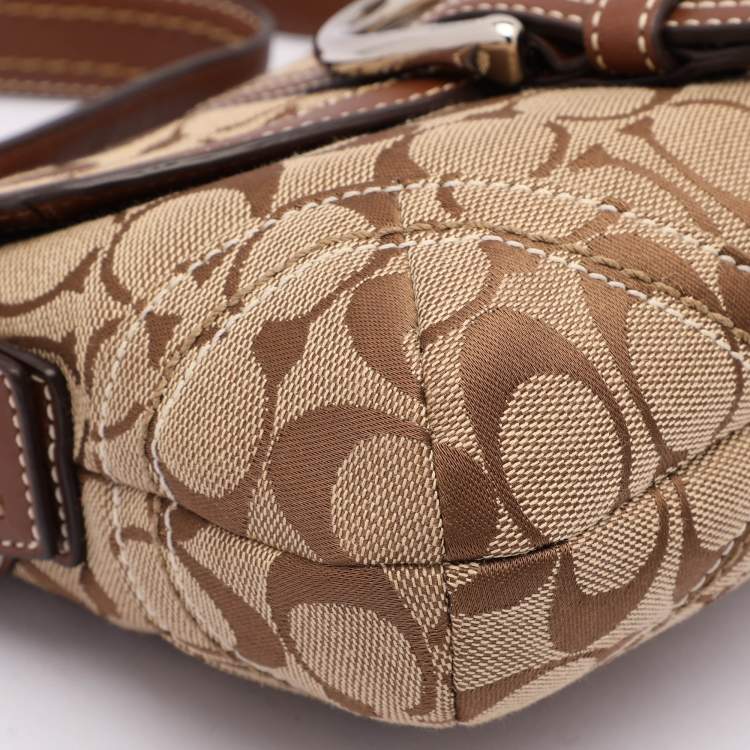 Pre Owned Coach Beige/Brown Signature Canvas Soho Vintage Flap Shoulder Bag