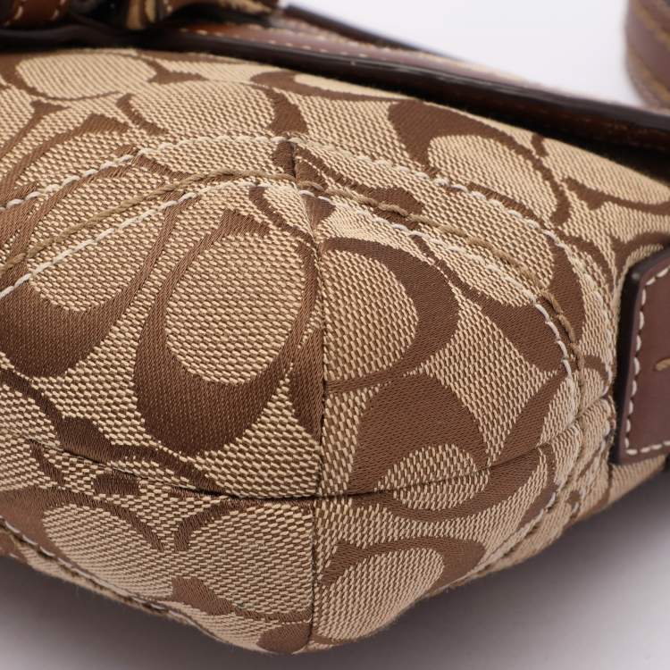 Pre Owned Coach Beige/Brown Signature Canvas Soho Vintage Flap Shoulder Bag