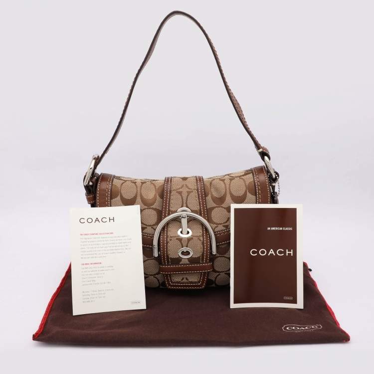 Pre Owned Coach Beige/Brown Signature Canvas Soho Vintage Flap Shoulder Bag