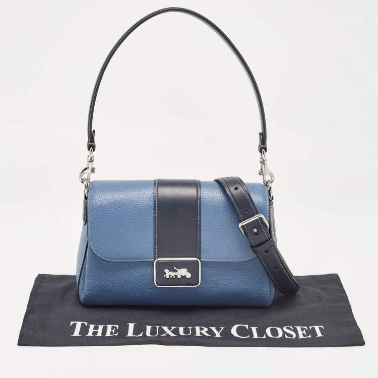 Pre Owned Coach Two Tone Blue Leather Grace Shoulder Bag
