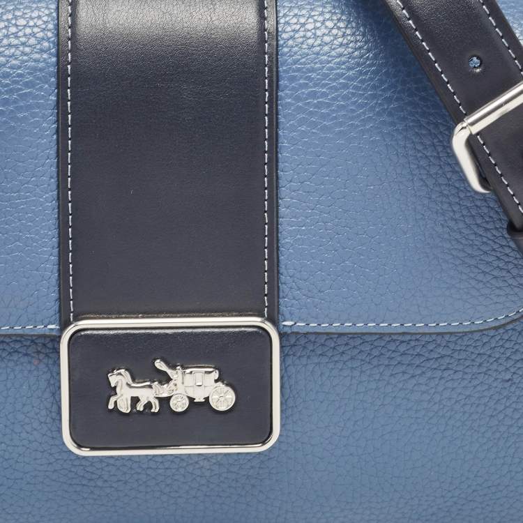Pre Owned Coach Two Tone Blue Leather Grace Shoulder Bag