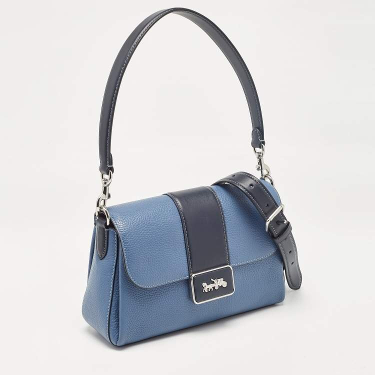 Pre Owned Coach Two Tone Blue Leather Grace Shoulder Bag