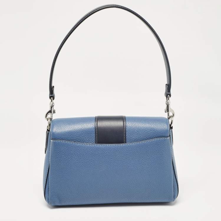Pre Owned Coach Two Tone Blue Leather Grace Shoulder Bag