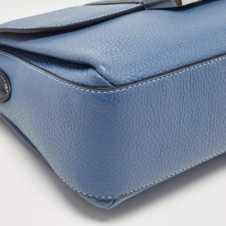Pre Owned Coach Two Tone Blue Leather Grace Shoulder Bag