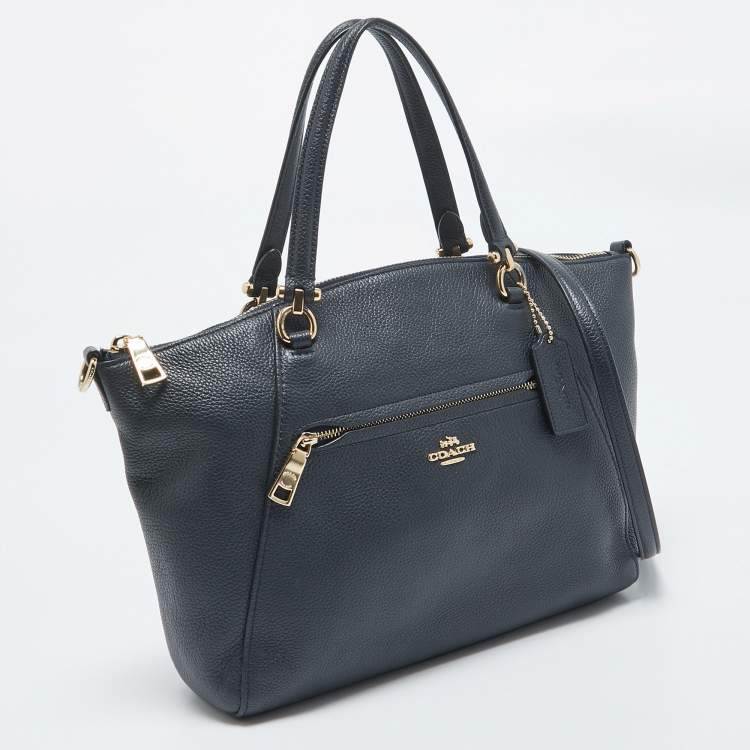 Pre Owned Coach Navy Blue Leather Prairie Satchel