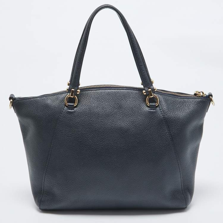 Pre Owned Coach Navy Blue Leather Prairie Satchel