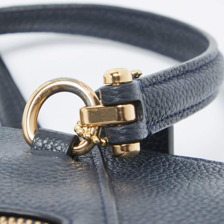 Pre Owned Coach Navy Blue Leather Prairie Satchel