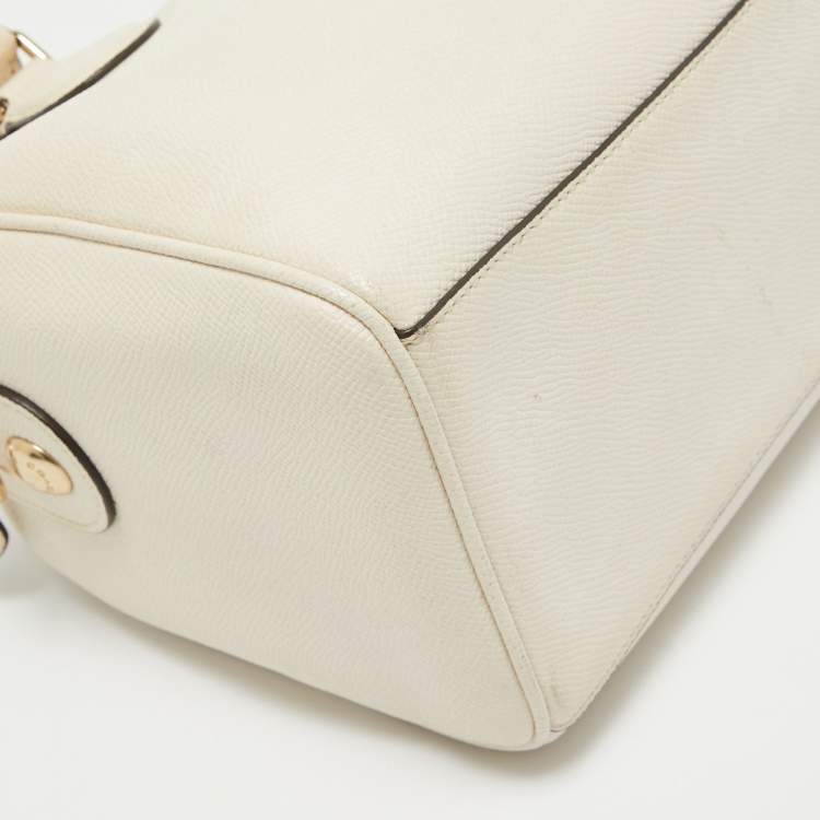 Pre Owned Coach Light Beige Leather Mini Bennett Satchel