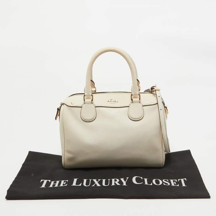 Pre Owned Coach Light Beige Leather Mini Bennett Satchel