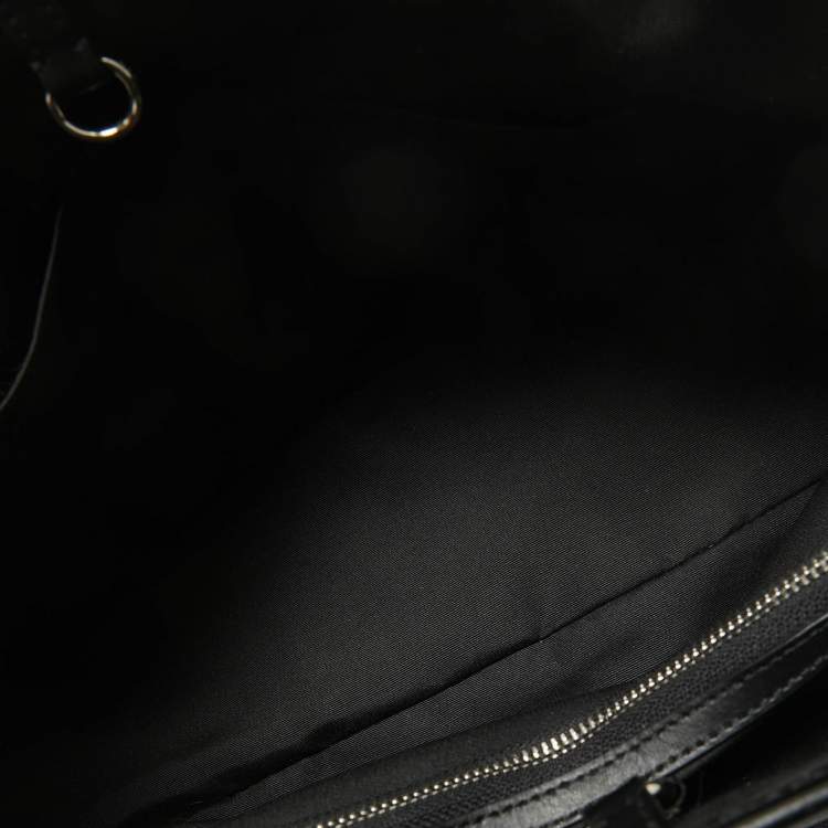 Pre Owned Coach Black/Grey Signature Coated Canvas Drawstring Carryall Bag