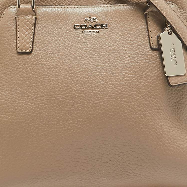 Pre Owned Coach Beige Leather and Suede Minetta Satchel