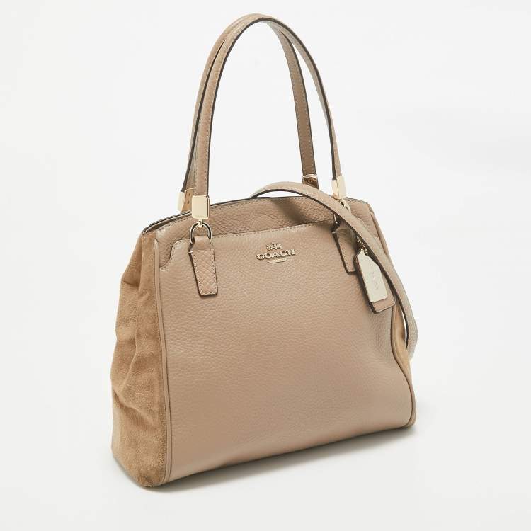 Pre Owned Coach Beige Leather and Suede Minetta Satchel