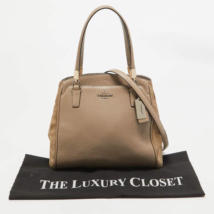 Pre Owned Coach Beige Leather and Suede Minetta Satchel
