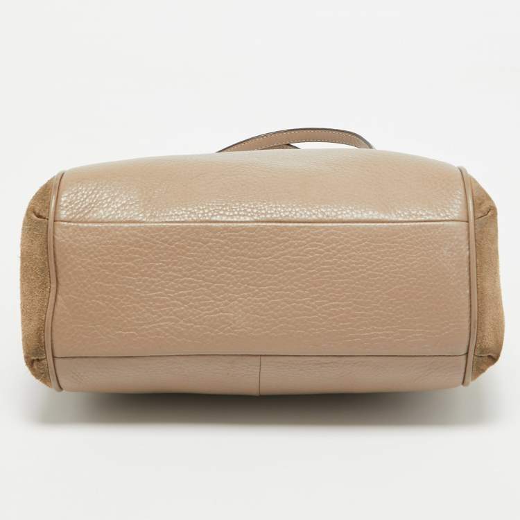 Pre Owned Coach Beige Leather and Suede Minetta Satchel