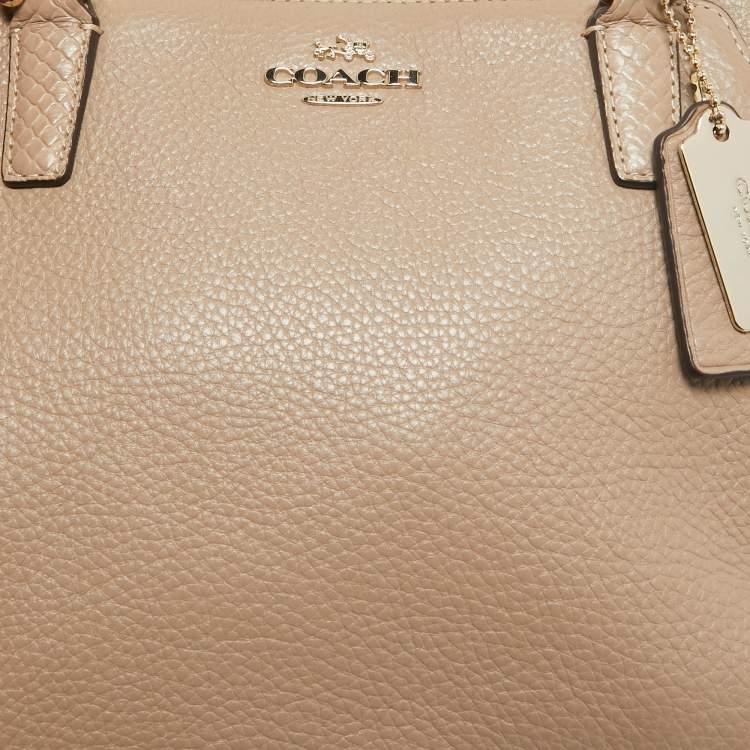 Pre Owned Coach Beige Leather and Suede Minetta Satchel