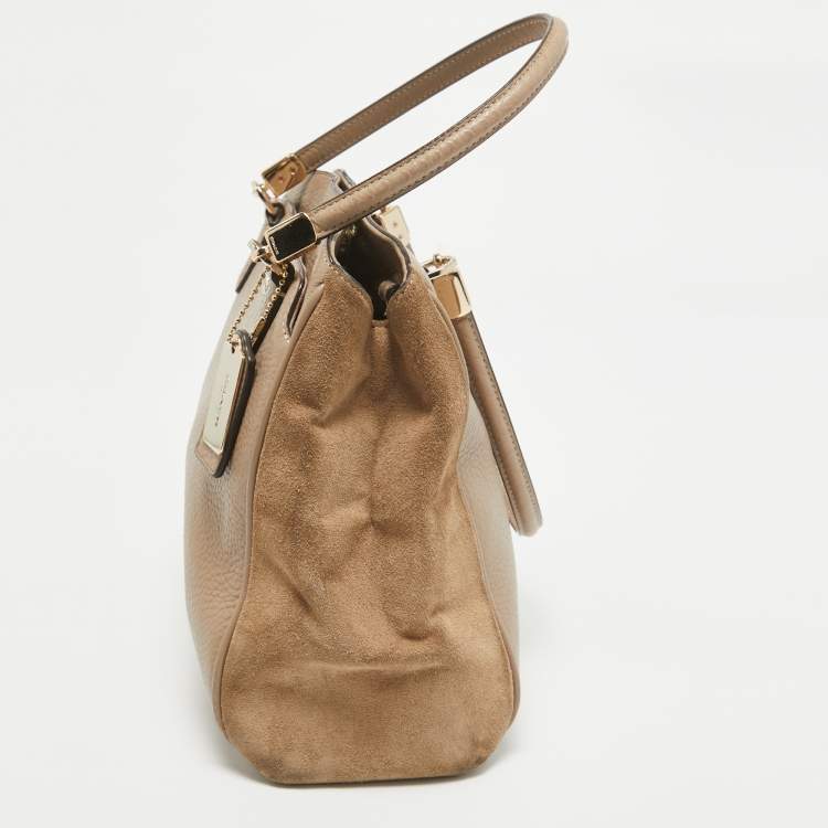 Pre Owned Coach Beige Leather and Suede Minetta Satchel