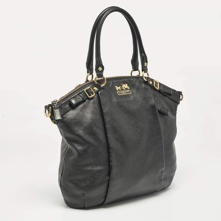 Pre Owned Coach Black Leather Sophia Madison Tote